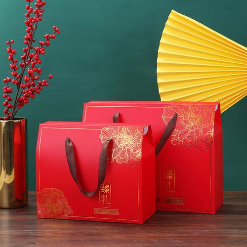 现货通用新年红色土特产包装盒年货礼品空盒批发坚果礼品包装盒
